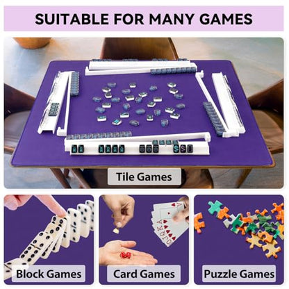 31.5'' Purple Mahjong Mat for Table, Non-Slip Noise Reduction Gaming Mat | Classic Gaming Mat with Carrying Bag for Mahjong, Poker, Card, Domino, Board Games, Dominoes,Cards & Tile Games - color: Royal Purple