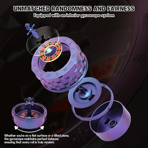 CZYY Roulette Dice, 7-in-1 Metal Fidget Spinner for DND, Tabletop RPG | 7 Dice Functions from D4 to D20 & D%, EVA Carrying Case, Accessories for RPG Game Nights, Gift for RPG Players, Blue