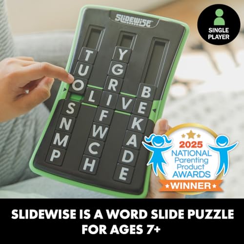 Educational Insights Slidewise - Word Games and Brain Teaser Puzzles for Kids 8-12, Kids Slide Puzzle Game, Travel Size Handheld Puzzle, Single Player Brain Teasers for Adults, Teens, and Children