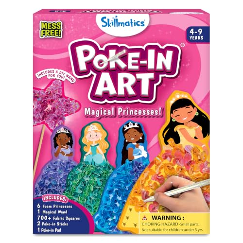 Skillmatics Poke-in Art – Magical Princesses, DIY Wood Craft Kits | Mess-Free Creative Fun for Kids, Colorful Craft Activity, Gifts for Girls & Boys Ages 4, 5, 6, 7, 8, 9 - style: 1. Magical Princesses