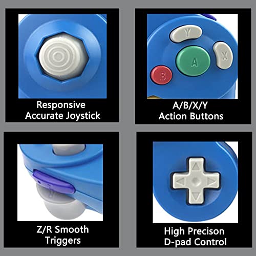 Reiso Classic NGC Wired USB Controller for Windows PC MAC (Blue) - color: Blue