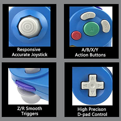 Reiso Classic NGC Wired USB Controller for Windows PC MAC (Blue) - color: Blue