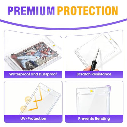 BURVAGY 30ct Magnetic Card Holder, 35pt Slim One Touch Card Holders, UV Protection Waterproof Hard Plastic Card Display Case Protectors Sleeves for Trading Cards, Sports, Game Cards, Football Baseball - size: 30 Pack