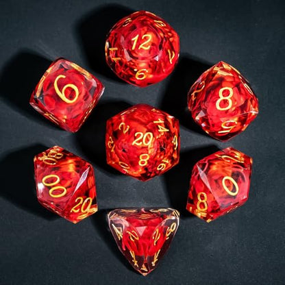 7PCS DND Dice Set,Transparent Sharp Edge Dice Set D&D RPG Polyhedral Die,for Dungeons and Dragons TTRPG Games Roleplaying Games,with Gift Box(Lotus Red) - color: Lotus Red