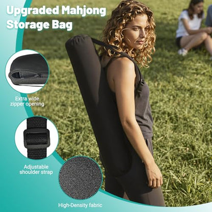 Mahjong Mat for Table,32.4"x32.4"Rubber American Mahjong Cover with Carrying Bag,Non-Slip Noise Reduction Gaming Mat for Poker/Cards/Board Games/Tile Games(Green) - color: Cl-green