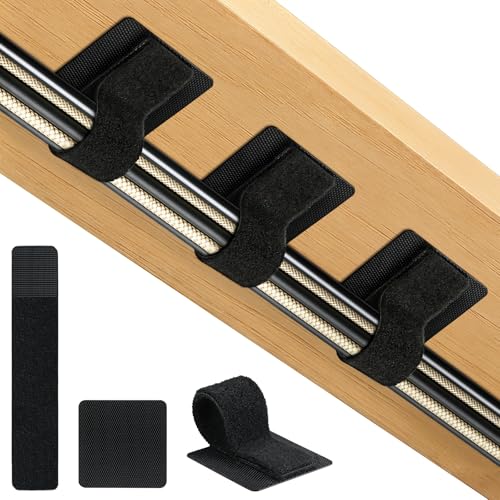 Cable Management Under Desk Detachable Cable Straps, Black, 20 Pack | Heavy Duty Hook and Loop Cable Ties, Removable, Leave No Trace, Hold Up to 15 Cables, Home Office Organizer Accessories - color: Black