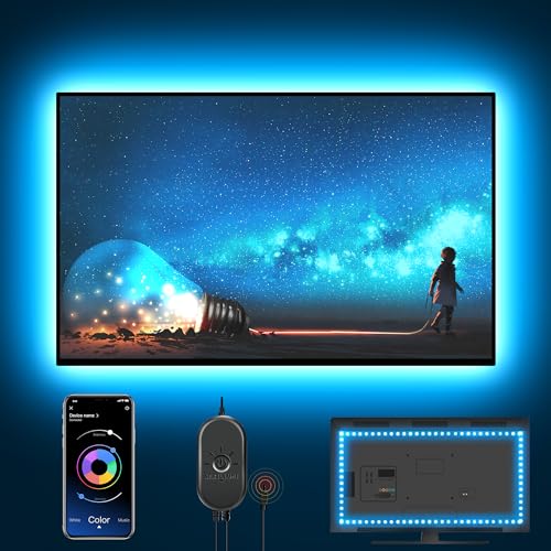 Nexillumi LED Lights for TV, 13.2ft TV LED Backlight for 32-65 Inch, RGB LED Strip Lights Behind TV, APP Remote Control Music Sync TV Led Lights for Bedroom - size: 13.2ft for 32"-65" TV