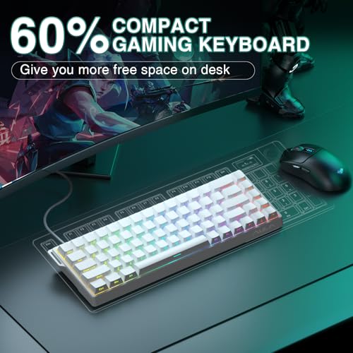 AULA WIN68 HE Mechanical Gaming Keyboard 60%, Hall Effect Magnetic Switch, Fast Trigger Mode Adjustable Actuation, 8000Hz Polling Rate, RGB Backlit, Wired White Keyboard for Laptop/PC Gamer - color: White-standard version