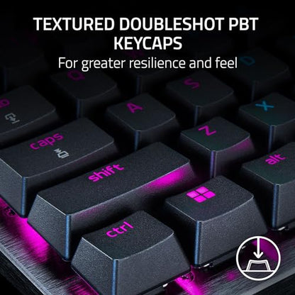 Razer Huntsman V3 Pro TKL Esports Gaming Keyboard: Analog Optical Switches - Razer Snap Tap - Rapid Trigger - Adjustable Actuation - Media Keys & Dial - Doubleshot PBT Keycaps - Wrist Rest - Black - color: Black, size: TKL, style: 1000 Hz Polling