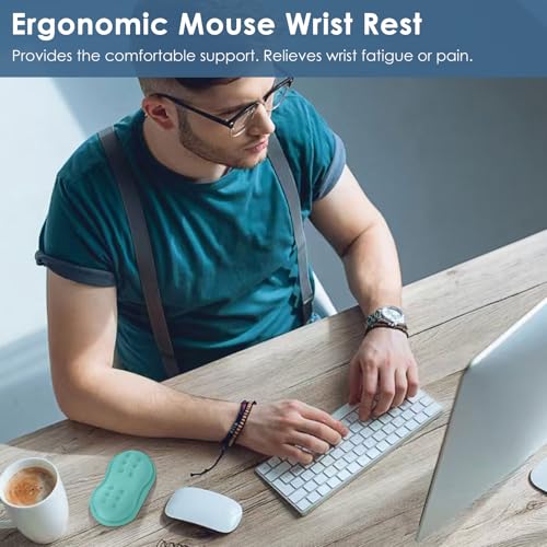 VANKEY Soft Mouse Wrist Rest, Memory Foam Mouse Wrist Support Hand Rest Pad for Computer, Laptop, Desktop - Anti-Slip PU Base - Wrist Pain Relief, Aquamarine - color: Blue Green