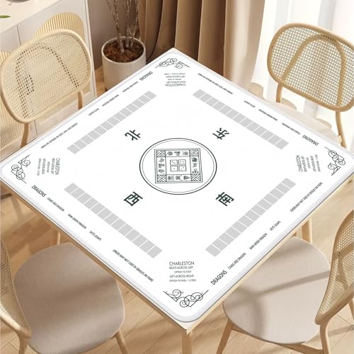 2F22E Mahjong Mat - Non-Slip Noise Reduction Gaming Mat 32.4x32.4 Inch for Mahjong/Poker/Board Games/Card Games/Dominoes (White) - color: White