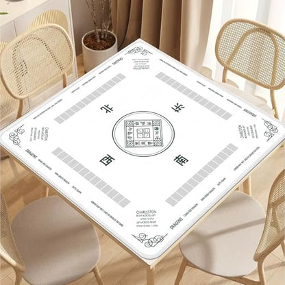 2F22E Mahjong Mat - Non-Slip Noise Reduction Gaming Mat 32.4x32.4 Inch for Mahjong/Poker/Board Games/Card Games/Dominoes (White) - color: White