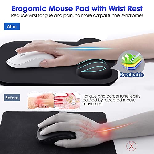 Gimars Large Smooth Superfine Fibre Memory Foam Ergonomic Mouse Pad Wrist Rest Support Mousepad with Nonslip Base for Laptop, Computer, Gaming&Office - color: black