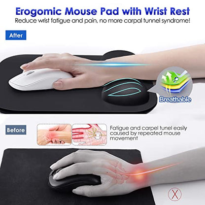 Gimars Large Smooth Superfine Fibre Memory Foam Ergonomic Mouse Pad Wrist Rest Support Mousepad with Nonslip Base for Laptop, Computer, Gaming&Office - color: black