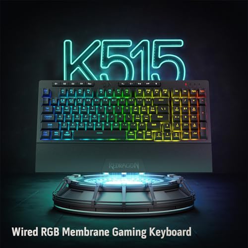 Redragon K515 PRO Shiva RGB Wireless Membrane Gaming Keyboard, 98 Keys Mechanical-Feel Keyboard w/Smooth Linear Switch, On-Board Macro & Multimedia Keys, Detachable Wrist Rest, Software Supported - color: Black, size: 98 Keys Pro
