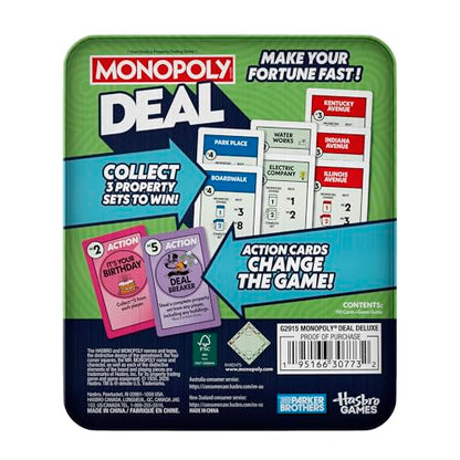 Monopoly Deal Card Game in Collectible Storage Tin | Ages 8+ | 2-5 Players | 15 Mins. | Fun Family Games for Kids, Teens, and Adults | Travel Games (Amazon Exclusive)