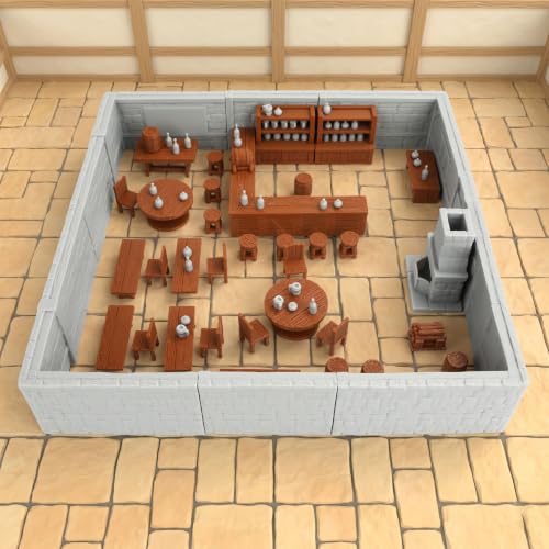 RPG Terrain Building Fantasy Tabletop Game Scenery Medieval Tavern AF1192A | Unpainted 25mm 1:64 Scale Dungeon Walls TTRPG Buildings Accessory, Fantasy Role Playing Game Terrain for Adults Bundle - color: Af1192a Medieval Tavern