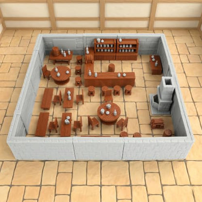 RPG Terrain Building Fantasy Tabletop Game Scenery Medieval Tavern AF1192A | Unpainted 25mm 1:64 Scale Dungeon Walls TTRPG Buildings Accessory, Fantasy Role Playing Game Terrain for Adults Bundle - color: Af1192a Medieval Tavern