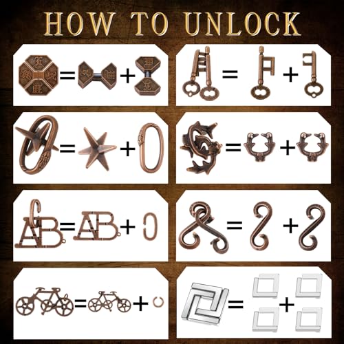 24 Pcs Metal Brain Teaser Puzzles Assortment for Adults Difficult Magic Puzzles Highly Hard Brain Games Iq Logic Test Disentanglement Game for Mind Challenge(Novelty) - style: Novelty