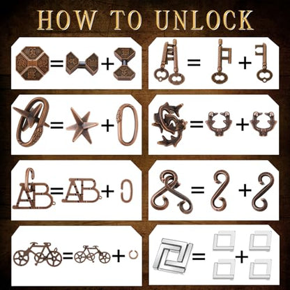 24 Pcs Metal Brain Teaser Puzzles Assortment for Adults Difficult Magic Puzzles Highly Hard Brain Games Iq Logic Test Disentanglement Game for Mind Challenge(Novelty) - style: Novelty
