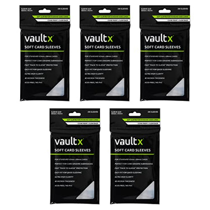 Vault X Soft Penny Sleeves (1000 Pack) Clear for Trading Cards TCG | Fits standard-size TCG cards for daily storage. Soft, clear penny sleeves, acid-free. 1000-pack of everyday protection. - size: 1000 Pack