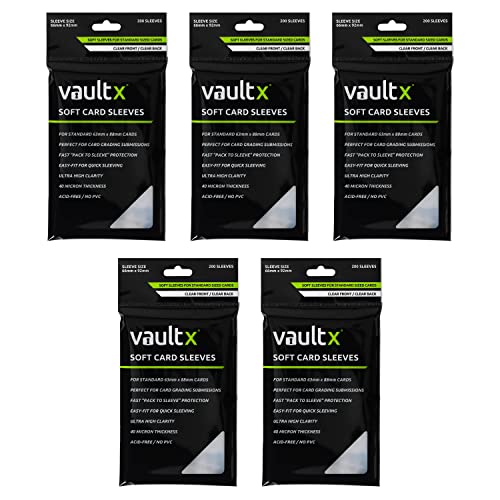 Vault X Soft Penny Sleeves (1000 Pack) Clear for Trading Cards TCG | Fits standard-size TCG cards for daily storage. Soft, clear penny sleeves, acid-free. 1000-pack of everyday protection. - size: 1000 Pack