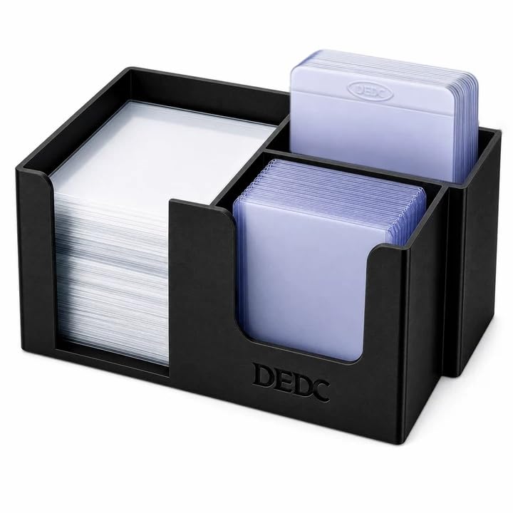 DEDC 3-Slot Toploader Dispenser and Card Caddy with Penny Sleeve Holder | Compact 3D-printed PLA organizer with quick-access slots for semi-rigid holders, grading prep, live breaks and order packing. - size: 3slot