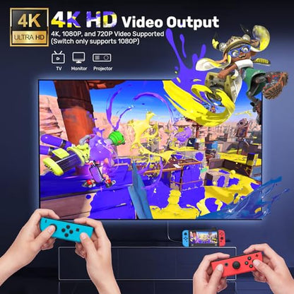 Unitek Nintendo Switch Dock Station with 4K HDMI/USB 3.0 PD Charging Port | Switch TV Dock+Game Card Reader,4 Card Slot for Switching Game by Wireless Remote Controller,Remote Control,Play & Charge