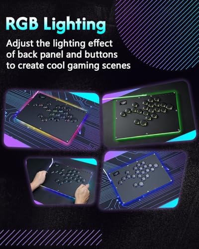 GuileKeys Leverless Controller Arcade Stick GK-21, All-Button Arcade Controller 21Keys for PS4/PS3/PC/Switch(PS5 w/Converter), Arcade Fight Stick with RGB/Turbo/Hot-Swap/Low Profile Switch Black - color: GK-21 Black