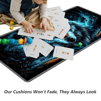 Wolf with Glowing Blue Eyes for MTG & TCG Playmat Mouse Pad,BFDHGQZC 24" x 14" Game Mat for MTG/RPG/CCG Trading Card Game Playmats Table Mat Perfect for Card Games Video Games Computer Office - color: Wolf With Glowing Blue Eyes