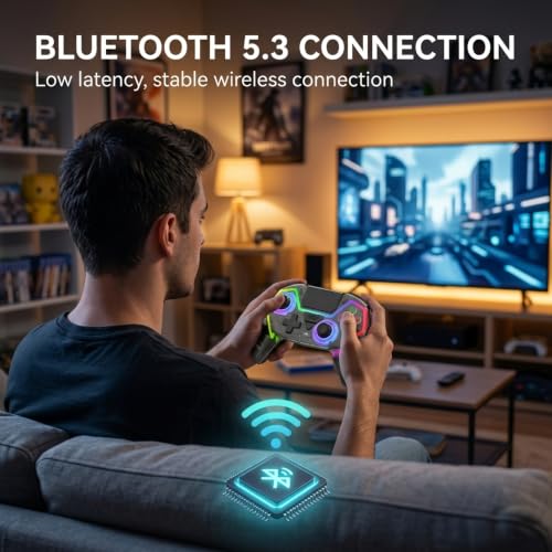 Fyvra Wireless Controller compatible with PS5, PS5 Slim, PS5 Pro, PC, iOS, Mac, Android and Steam with Hall Effect Joysticks and Triggers, 6-Axis Gyro, RGB Lighting, Programmable Back Buttons, Bluetooth 5.3