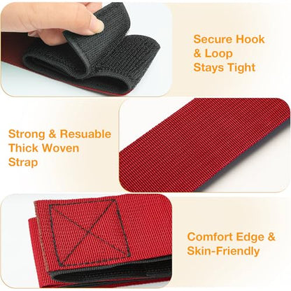 3 Legged Race Bands, Field Day Games for Adults, 4 Players 2pk | Outdoor Games for Carnival, Family Reunion & Backyard Party,Team Building Relay Race Bands - color: 2pk(red+blue)-4persons
