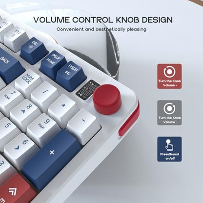 96% Wired Gaming Keyboard,Light Up Creamy Membrane Computer Keyboard with Number Pad & Volume Knob,Ergonomic Quiet Silent USB Keyboard for PC Desktop Games Office