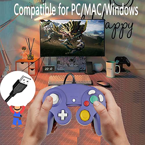 Reiso Classic USB NGC Wired Controller for Windows PC(Purple) - color: Purple