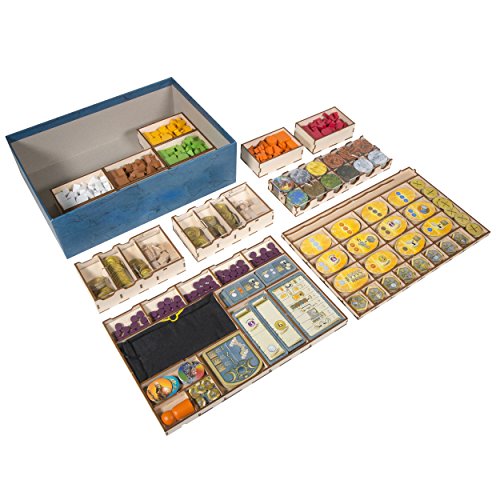 The Broken Token Terra Mystica Compatible Game Organizer - Wood Storage Box with Multiple Trays
