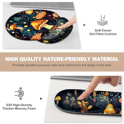 Gaming Mouse Pad, Large Desk Mat Cute Desk Pad Protector, 4in1 XXL Mousepad | + Keyboard Wrist Rest+Mouse Wrist Rest+Coaster Set with Ergonomic Desk Pad for Home Office Table Computer, Lovely Mushroom - color: Lovely Mushroom
