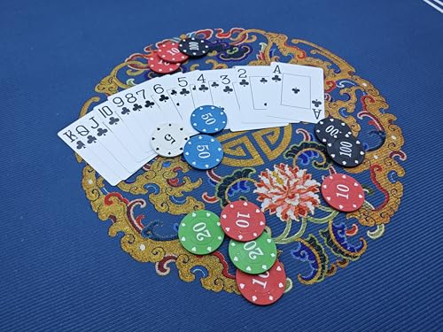 Chinese Style Mahjong Mat, 31.5 * 31.5'' Anti Slip and Noise Reduction Mahjong Table Mat for Poker, Card, Board & Tile Games (Navy Blue) - style: Navy Blue