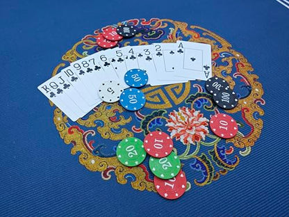 Chinese Style Mahjong Mat, 31.5 * 31.5'' Anti Slip and Noise Reduction Mahjong Table Mat for Poker, Card, Board & Tile Games (Navy Blue) - style: Navy Blue