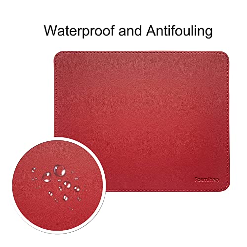 Leather Mouse Pad - Wood Mouse Pad, Double Side Mouse Pad with Stitched Edge, Waterproof Ultra Thin Mouse Pad for Computers, Laptop, Office & Home, 10.2 x 8.3 Inch, 1 Pack (Burgundy) - color: Burgundy
