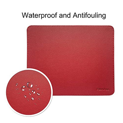Leather Mouse Pad - Wood Mouse Pad, Double Side Mouse Pad with Stitched Edge, Waterproof Ultra Thin Mouse Pad for Computers, Laptop, Office & Home, 10.2 x 8.3 Inch, 1 Pack (Burgundy) - color: Burgundy
