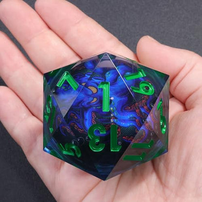 Mini Planet Handmade 50mm Chonk DND Giant D20 Liquid Core Polyhedral RPG Dice with Sharp Edges E18 LED Octopus - color: E18-led Octopus