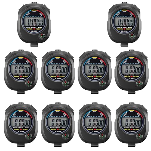 KingL Digital Stopwatch Timer - Interval Timer with Large Display (Stopwatch*10) - style: style1 /10pack