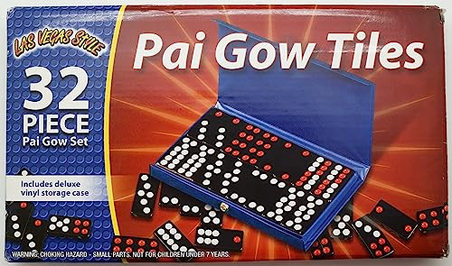 Las Vegas Style Pai Gow Tile Set - 32 Tiles, New Chinese Domino Game with Compact Travel Case for Home Casino Play