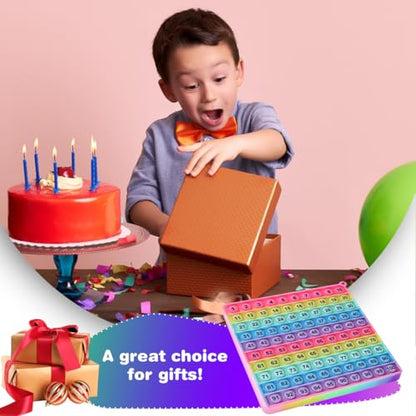 Math operations1-100 Number Learning Pop Fidget Toy, Rainbow Colors, Large Square Math Educational Sensory Game - color: 1-100 Number Learning