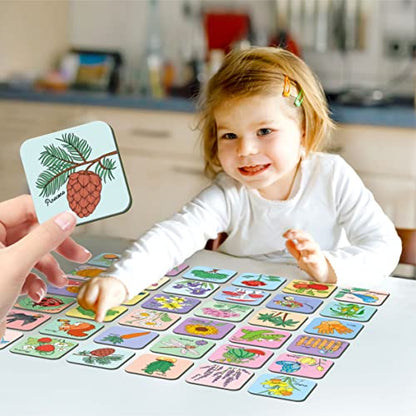 Hebayy Memory Matching Game, 72 PCS Grow A Garden Matching Cards for Toddlers 36 Designs Memory Cards Educational Toys for Preschool 4 5 6 Years Old - style: Garden