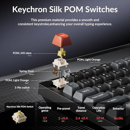 Keychron V6 Ultra 8K Wireless Mechanical Keyboard, 8000Hz Polling Rate Tri-Mode (2.4G/BT/Wired) Full Size Gaming & Office Keyboard, Hot-swappable Banana Switches, ZMK/Web Launcher, for Mac/Win/Linux - style: Banana Switch