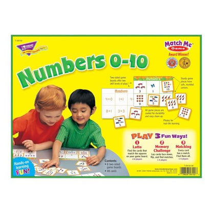 Trend Enterprises: Match Me Game–Numbers 0-10, Learn Numbers and Practice Counting with Photos, Develop Matching and Memory Skills, Play 3 Fun Ways, Ages 3 and Up