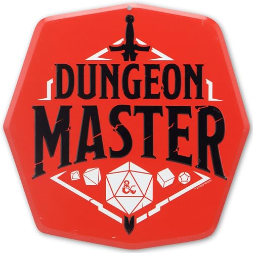 Hasbro Dungeons and Dragons Dungeon Master Embossed Metal Sign | Striking D&D Wall Decor for Home - color: Red/White