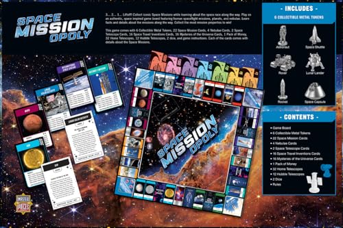 MasterPieces Space Mission Opoly Board Game - Fun Opoly Board Games for Adults & Kids - Includes Space Tokens & Cards - Ages 8+ - color: Space Mission