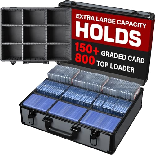 Turokacase Graded Card Case Storage Box – Extra Large Trading Card Storage Box with 8 Adjustable Dividers – Baseball & Sports Card Storage Case – Fits PSA, BGS, SGC, Toploaders & Magnetic Holders